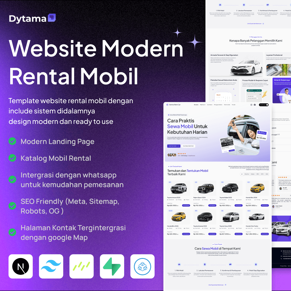 product-Template Website Rental Mobil Modern + Admin Panel (Ready to Use)