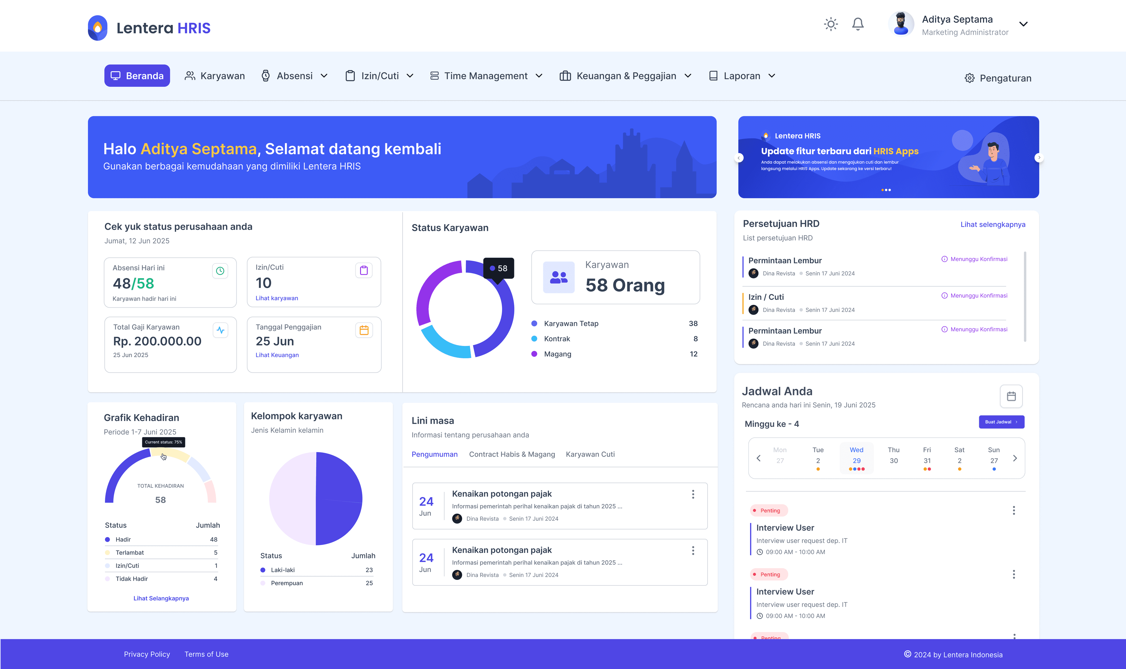 Lentera HRMS Admin Panel