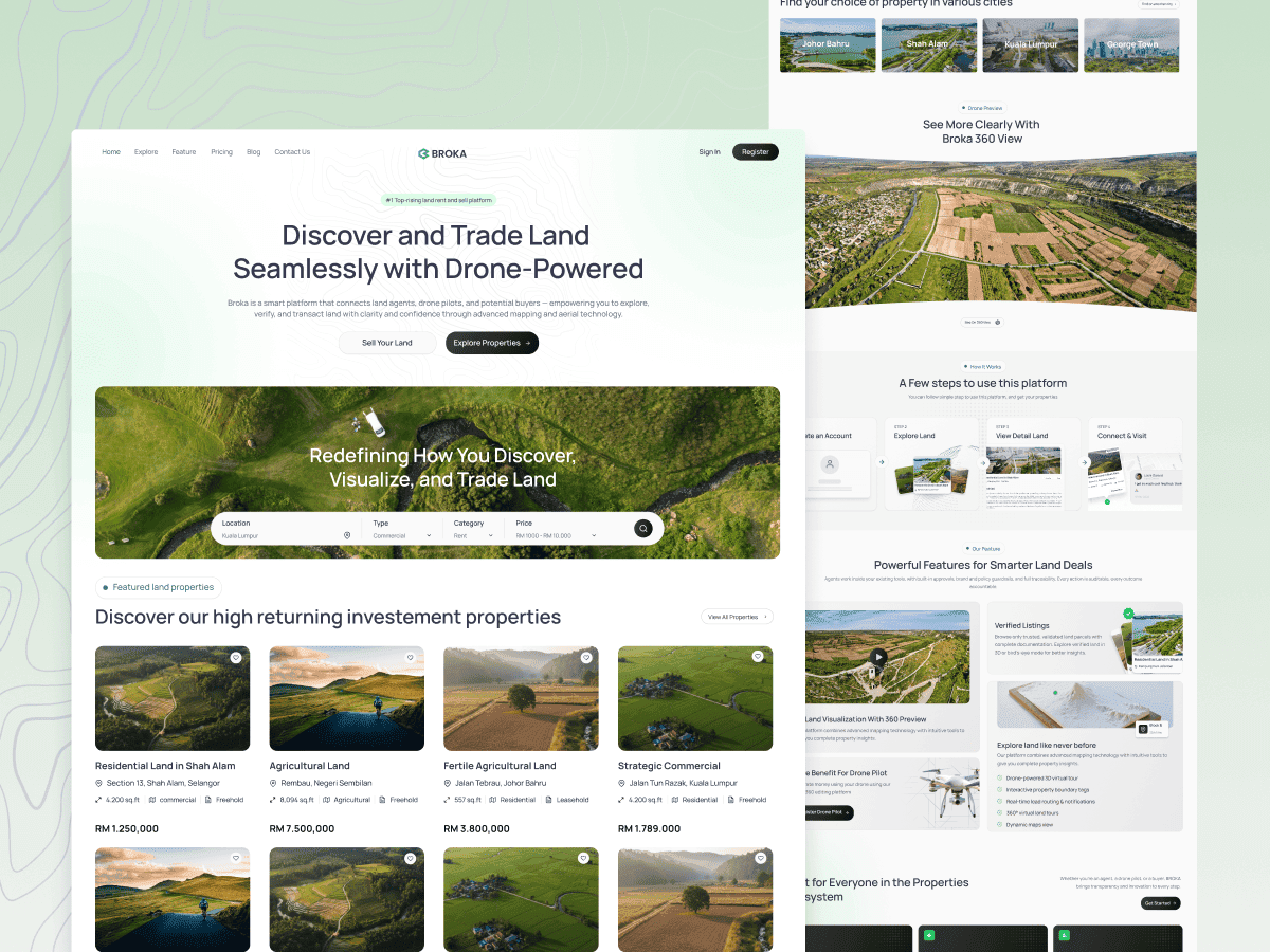 Broka – Real Estate Marketplace & Drone Mapping | SaaS Platform by Dytama